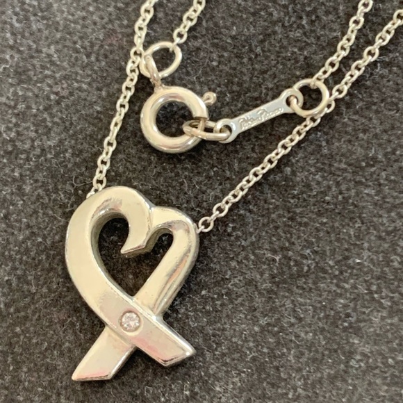 Tiffany & Co. Loving Heart Sterling Silver Necklace with Diamond - Picture 3 of 5